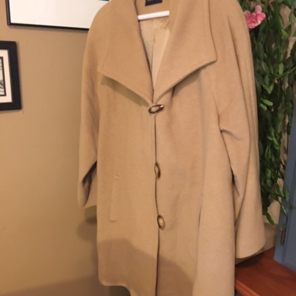 Wool and angora long pea coat plus size jacket